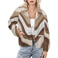 thumbnail image 1 of Jackets for Women Winter Coat Jackets Flannel Stand Collar Jacket(Abstract Brown Wave Art Print,Size:S-4XL), 1 of 7