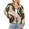 thumbnail image 1 of Jackets for Women Winter Coat Jackets Flannel Stand Collar Jacket(Abstract Brown Wave Pattern,Size:S-4XL), 1 of 7