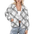 thumbnail image 1 of Jackets for Women Winter Coat Jackets Flannel Stand Collar Jacket(Abstract Crisscross Line Pattern,Size:S-4XL), 1 of 7
