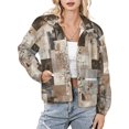 thumbnail image 1 of Jackets for Women Winter Coat Jackets Flannel Stand Collar Jacket(Abstract Floral Geometric Design,Size:S-4XL), 1 of 7