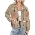 thumbnail image 1 of Jackets for Women Winter Coat Jackets Flannel Stand Collar Jacket(Abstract Geometric Beige Pattern,Size:S-4XL), 1 of 7