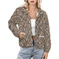 thumbnail image 1 of Jackets for Women Winter Coat Jackets Flannel Stand Collar Jacket(Abstract Geometric Brown Textile Design,Size:S-4XL), 1 of 7