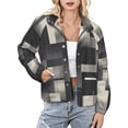 thumbnail image 1 of Jackets for Women Winter Coat Jackets Flannel Stand Collar Jacket(Abstract Geometric Grayscale Pattern,Size:S-4XL), 1 of 7
