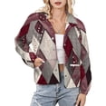 thumbnail image 1 of Jackets for Women Winter Coat Jackets Flannel Stand Collar Jacket(Abstract Geometric Maroon Pattern,Size:S-4XL), 1 of 7