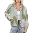 thumbnail image 1 of Jackets for Women Winter Coat Jackets Flannel Stand Collar Jacket(Abstract Green Wavy Pattern Design,Size:S-4XL), 1 of 7