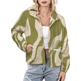thumbnail image 1 of Jackets for Women Winter Coat Jackets Flannel Stand Collar Jacket(Abstract Olive Green Wavy Pattern,Size:S-4XL), 1 of 7