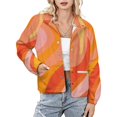 thumbnail image 1 of Jackets for Women Winter Coat Jackets Flannel Stand Collar Jacket(Abstract Orange Swirl Pattern Design,Size:S-4XL), 1 of 7