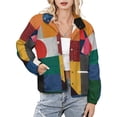 thumbnail image 1 of Jackets for Women Winter Coat Jackets Flannel Stand Collar Jacket(Abstract Pattern Collage,Size:S-4XL), 1 of 7