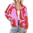 thumbnail image 1 of Jackets for Women Winter Coat Jackets Flannel Stand Collar Jacket(Abstract Red Pink Swirl Pattern,Size:S-4XL), 1 of 7