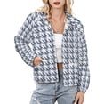 thumbnail image 1 of Jackets for Women Winter Coat Jackets Flannel Stand Collar Jacket(Aesthetic Distant Blue And White Ripple,Size:S-4XL), 1 of 7