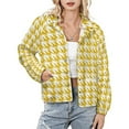 thumbnail image 1 of Jackets for Women Winter Coat Jackets Flannel Stand Collar Jacket(Aesthetic Golden Yellow And White Ripple,Size:S-4XL), 1 of 7