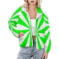 thumbnail image 1 of Jackets for Women Winter Coat Jackets Flannel Stand Collar Jacket(Aesthetic Green And White Sunburst,Size:S-4XL), 1 of 7