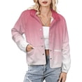thumbnail image 1 of Jackets for Women Winter Coat Jackets Flannel Stand Collar Jacket(Aesthetic Heather Violet And White Gradient,Size:S-4XL), 1 of 7