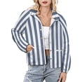 thumbnail image 1 of Jackets for Women Winter Coat Jackets Flannel Stand Collar Jacket(Aesthetic Pastel Blue And White Vertical,Size:S-4XL), 1 of 7