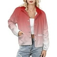thumbnail image 1 of Jackets for Women Winter Coat Jackets Flannel Stand Collar Jacket(Aesthetic Raspberry Red And White Gradient,Size:S-4XL), 1 of 7