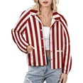 thumbnail image 1 of Jackets for Women Winter Coat Jackets Flannel Stand Collar Jacket(Aesthetic Tomato Red And White Vertical,Size:S-4XL), 1 of 7