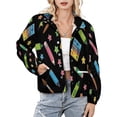 thumbnail image 1 of Jackets for Women Winter Coat Jackets Flannel Stand Collar Jacket(Art Supplies Stars Pattern,Size:S-4XL), 1 of 7