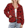 thumbnail image 1 of Jackets for Women Winter Coat Jackets Flannel Stand Collar Jacket(Bats,Size:S-4XL), 1 of 7
