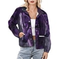 thumbnail image 1 of Jackets for Women Winter Coat Jackets Flannel Stand Collar Jacket(Beautiful Wolves Purple,Size:S-4XL), 1 of 7