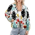 thumbnail image 1 of Jackets for Women Winter Coat Jackets Flannel Stand Collar Jacket(Black Beetles Floral Summer Art,Size:S-4XL), 1 of 7