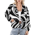 thumbnail image 1 of Jackets for Women Winter Coat Jackets Flannel Stand Collar Jacket(Black White Swirling Abstract Art,Size:S-4XL), 1 of 7