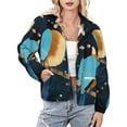 thumbnail image 1 of Jackets for Women Winter Coat Jackets Flannel Stand Collar Jacket(Blue Birds on Branches,Size:S-4XL), 1 of 7