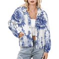 thumbnail image 1 of Jackets for Women Winter Coat Jackets Flannel Stand Collar Jacket(Blue Chinoiserie Toile,Size:S-4XL), 1 of 7