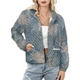 thumbnail image 1 of Jackets for Women Winter Coat Jackets Flannel Stand Collar Jacket(Blue Snakeskin Textured Pattern,Size:S-4XL), 1 of 7