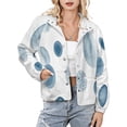 thumbnail image 1 of Jackets for Women Winter Coat Jackets Flannel Stand Collar Jacket(Blue Watercolor Circles Pattern,Size:S-4XL), 1 of 7