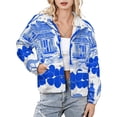 thumbnail image 1 of Jackets for Women Winter Coat Jackets Flannel Stand Collar Jacket(Blue Willow Chinoiserie Blue And White,Size:S-4XL), 1 of 7