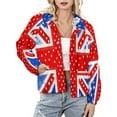 thumbnail image 1 of Jackets for Women Winter Coat Jackets Flannel Stand Collar Jacket(British Flag with Patterned Quilt Design,Size:S-4XL), 1 of 7