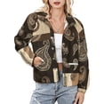 thumbnail image 1 of Jackets for Women Winter Coat Jackets Flannel Stand Collar Jacket(Brown Paisley Patchwork Design,Size:S-4XL), 1 of 7