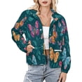 thumbnail image 1 of Jackets for Women Winter Coat Jackets Flannel Stand Collar Jacket(Butterfly Floral Pattern,Size:S-4XL), 1 of 7