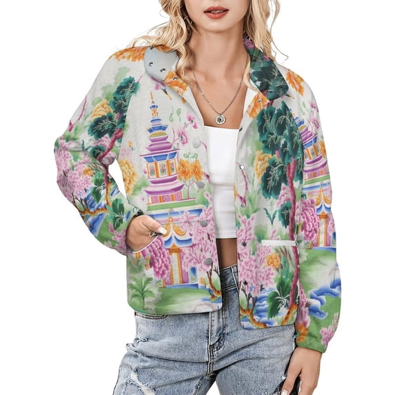 Jackets for Women Winter Coat Jackets Flannel Stand Collar Jacket(Chinese Style Pattern Color,Size:S-4XL)