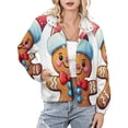thumbnail image 1 of Jackets for Women Winter Coat Jackets Flannel Stand Collar Jacket(Christmas Gingerbread Man,Size:S-4XL), 1 of 7