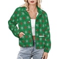 thumbnail image 1 of Jackets for Women Winter Coat Jackets Flannel Stand Collar Jacket(Christmas Pattern Snowflakes Red Green Christmas,Size:S-4XL), 1 of 7