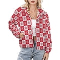thumbnail image 1 of Jackets for Women Winter Coat Jackets Flannel Stand Collar Jacket(Christmas Snowflakes - Christmas Checker Snow,Size:S-4XL), 1 of 7