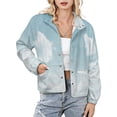 thumbnail image 1 of Jackets for Women Winter Coat Jackets Flannel Stand Collar Jacket(Cloudy Sky Blue Print,Size:S-4XL), 1 of 7