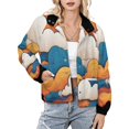 thumbnail image 1 of Jackets for Women Winter Coat Jackets Flannel Stand Collar Jacket(Colorful Clouds Art Print,Size:S-4XL), 1 of 7