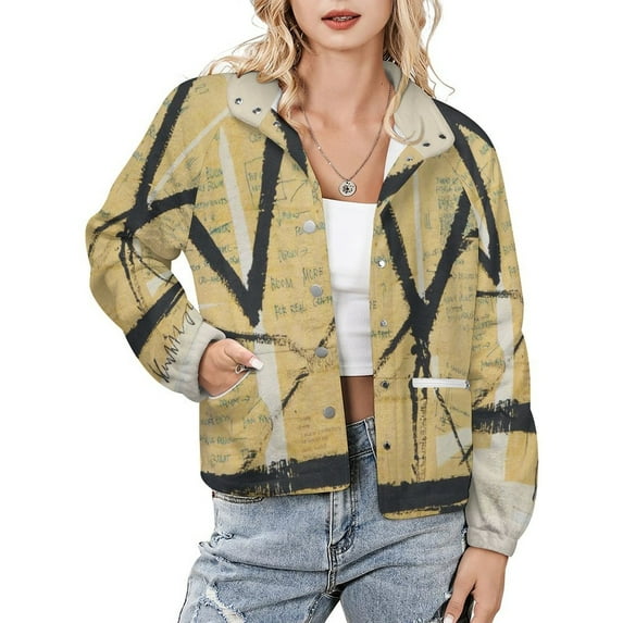 Jackets for Women Winter Coat Jackets Flannel Stand Collar Jacket(Crown,Size:S-4XL)