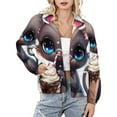thumbnail image 1 of Jackets for Women Winter Coat Jackets Flannel Stand Collar Jacket(Cute Cat with Milkshake,Size:S-4XL), 1 of 7