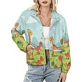 thumbnail image 1 of Jackets for Women Winter Coat Jackets Flannel Stand Collar Jacket(Cute Dinos in Sunny Field,Size:S-4XL), 1 of 7