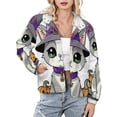 thumbnail image 1 of Jackets for Women Winter Coat Jackets Flannel Stand Collar Jacket(Cute Halloween Cat Pumpkin,Size:S-4XL), 1 of 7