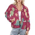 thumbnail image 1 of Jackets for Women Winter Coat Jackets Flannel Stand Collar Jacket(Dino Eggs Leaves Pattern,Size:S-4XL), 1 of 7