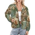 thumbnail image 1 of Jackets for Women Winter Coat Jackets Flannel Stand Collar Jacket(Elegant Gold Roses Floral Design,Size:S-4XL), 1 of 7
