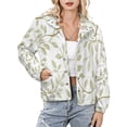 thumbnail image 1 of Jackets for Women Winter Coat Jackets Flannel Stand Collar Jacket(Elegant Olive Leaf Pattern,Size:S-4XL), 1 of 7