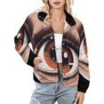 thumbnail image 1 of Jackets for Women Winter Coat Jackets Flannel Stand Collar Jacket(Eye Art,Size:S-4XL), 1 of 7