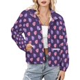 thumbnail image 1 of Jackets for Women Winter Coat Jackets Flannel Stand Collar Jacket(Fig Fruit,Size:S-4XL), 1 of 7