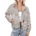 thumbnail image 1 of Jackets for Women Winter Coat Jackets Flannel Stand Collar Jacket(Floral Hexagon Beige Pattern,Size:S-4XL), 1 of 7