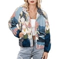 thumbnail image 1 of Jackets for Women Winter Coat Jackets Flannel Stand Collar Jacket(Floral Moonlight Nightscene,Size:S-4XL), 1 of 7
